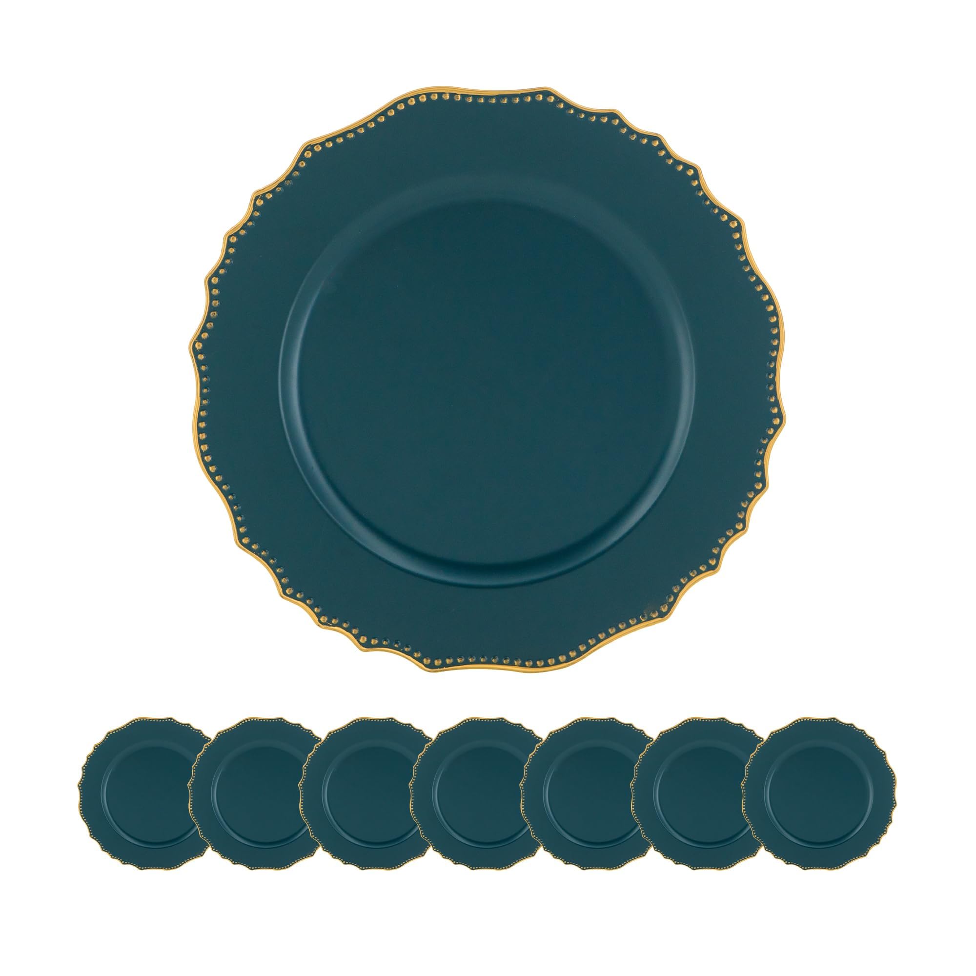 8 Pack Plastic Charger Plate Blue, D13"